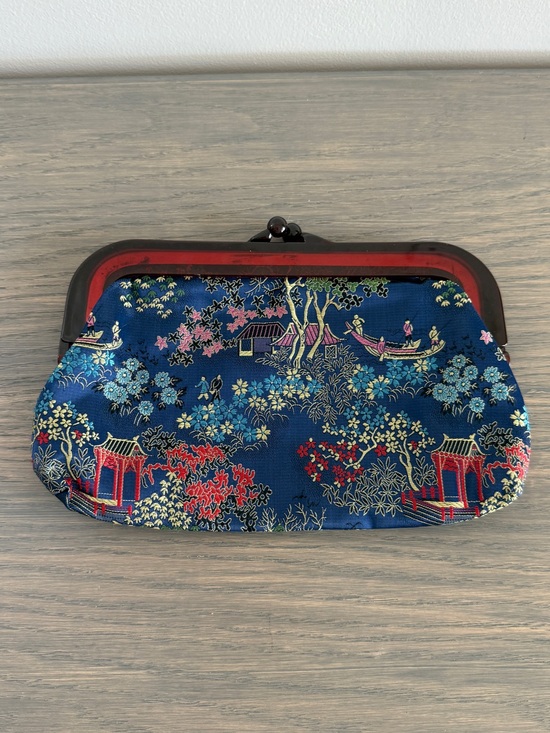 Handbags - Vintage  blue satin silk / satin clutch